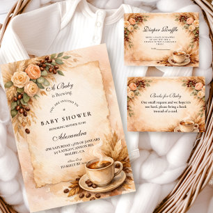 Rustic A Baby Is Brewing Coffee Baby Shower Invitation
