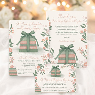 New Chapter Books Whimsical Sage green Baby Shower Thank You Card