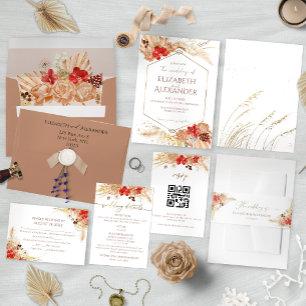 Wedding Menu Card Gilded Watercolor Boho Floral