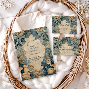 Vintage Blue Woodland Bunny Baby Shower Napkins