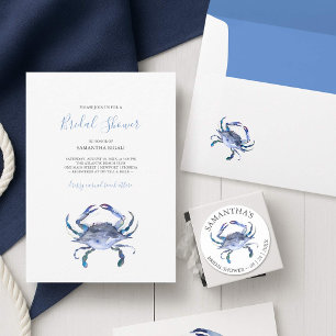 Beach Crab Bridal Shower Invitations