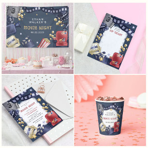 Budget Movie Night Kids Birthday Invitation