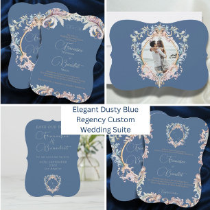 Wedding Regency Elegant Dusty Blue Invitation