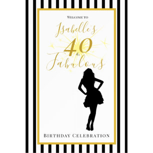 40th Birthday Invitation Black & Gold