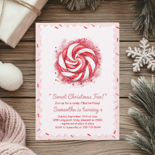 Red & White Candy Winter Birthday  Paper Plates