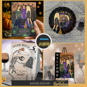  Halloween Witch Birthday Party Purple Doormat
