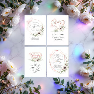 Rustic Elegance Greenery & Copper Wedding QR Code Invitation