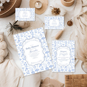 Toile De Jouy Mushrooms Woodland  Baby Shower Napkins