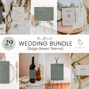 Sage Green Unplugged Ceremony Wedding Sign,  Invitation
