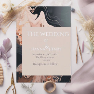 chic black and rose gold Marble  Unity Candle Set