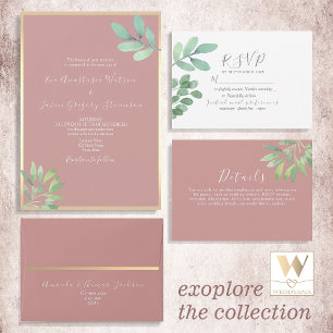 Dusty Rose Botanical Greenery Wedding Envelope