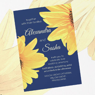 Watercolor Sunflowers Wedding Invitation Postcard