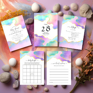 Rainbow Agate Stone Bridal Shower Bingo Invitation