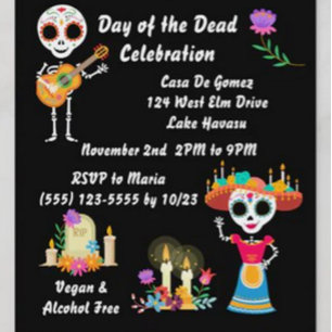 Day of The Dead Sugar Skull Skeletons Invitation