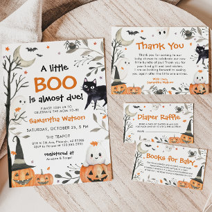Halloween Little Boo Pumpkin Cute Baby Shower Thank You Card