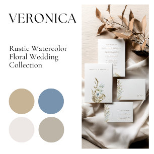 Elegant Watercolor Flowers Pampas Grass RSVP Card