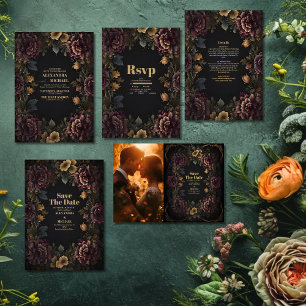 Victorian Gothic Floral Frame Wedding Save The Date