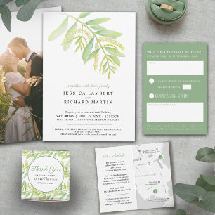 Wedding green eucalyptus schedule map QR code