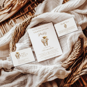 Kintsugi Floral Tooth Graduation Party Invitation