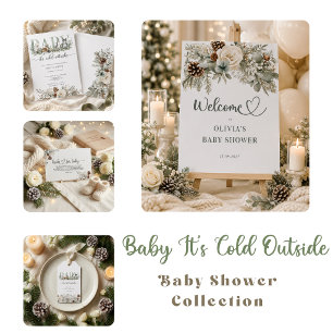 Baby Its Cold Outside Winter Animals Baby Shower Thank You Card