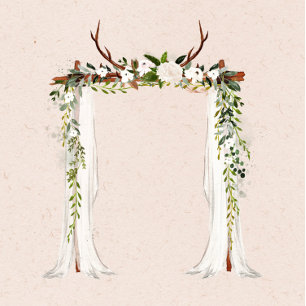Boho Deer Antlers White Canopy Rustic Invitation