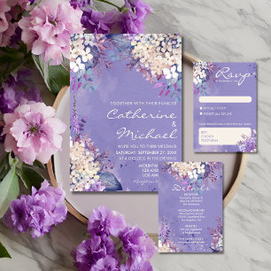 Romantic Lavender Watercolor Floral Spring Wedding Foil Invitation