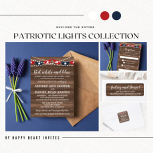 Patriotic Lights Fourth of July Banner Wedding Invitation