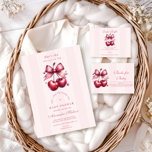 Chic Coquette Cherry on Top Baby Shower Registry Enclosure Card