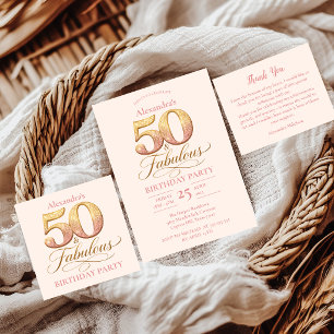 Rose Gold Elegant 50th Birthday Invitation