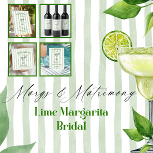 Margaritas and Matrimony Striped Bachelorette Paper Plates