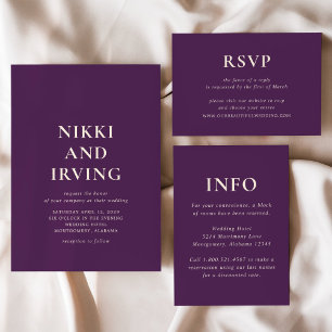 Simple Bold Purple Modern Wedding Invitation