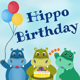 Cute Hippo Birthday Celebration Balloon