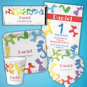 Third birthday animals balloons invitation