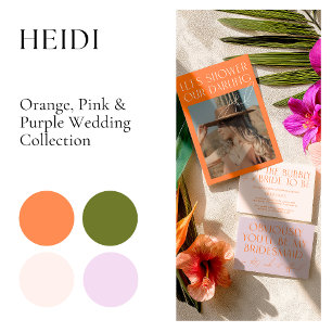 Modern Minimal Purples & Vibrant Orange Wedding In Invitation