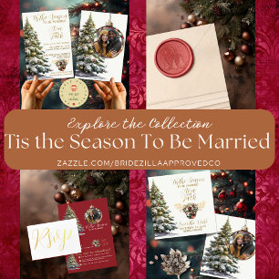 Elegant Red & Green Tis the Season to be Married Save The Date