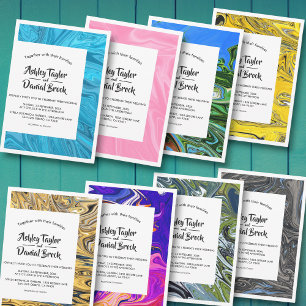 Elegant Gray Blue Oil Painting Abstract Wedding Invitation