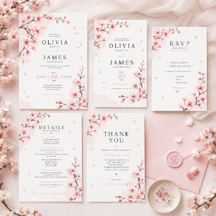 Cherry Blossom Elegance Wedding Thank You Card