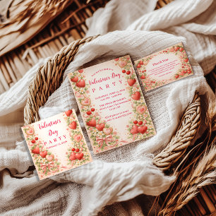 Strawberries & Sweethearts Valentine Party Thank You Card