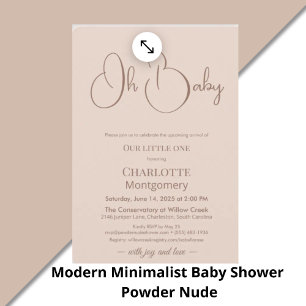 Modern Minimalist Baby Shower   Powder Blush Invitation