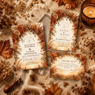 Enchanted Autumn Arch Wedding Save The Date