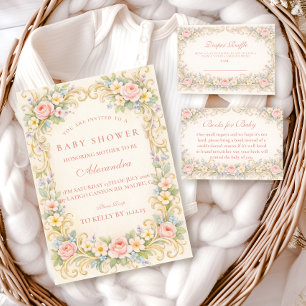 Blush Pink Garden Baroque Baby Shower Napkins
