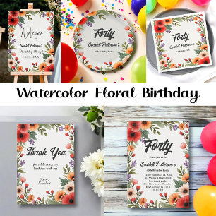 Elegant Rustic Floral Garden Birthday Welcome Foam Board