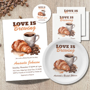 Love is Brewing Coffee French Bridal Shower Paper Plates