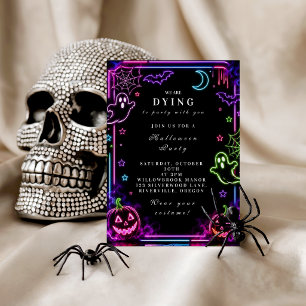 Elegant Neon Glow-in-the-Dark Halloween Party Invitation