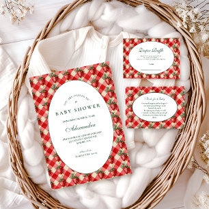 Strawberry Gingham Cottage Baby Shower Napkins