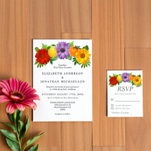 Citrus Floral Garden Wedding Invitation