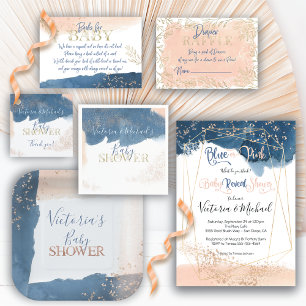 Navy Blush Gold Baby Shower Invitation
