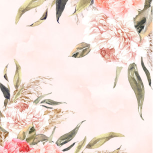 Neutral Boho Pink Peony Wedding Shower Invitations