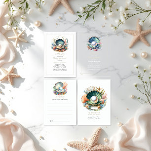 Ocean & Seashell Theme Little Pearl Baby Shower Advice Card