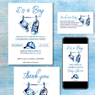 It's a boy blue baby sports shoe cap baby shower favor boxes
